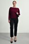 Women's Slim Mercerized Asymmetrical Cut Boat Neck Knitwear Sweater - 6
