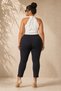 Women's Plus Size Inside Waist Elastic Leg Slit Pearl Detail Ankle Length Lightly Stretchy Regular Waist Woven Fabric Pants - 6