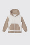 Boy's Hooded Zippered Beige Sweatshirt