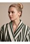 Cotton Paris Maison Stripe Premium Series Jacquard Striped 100% Cotton Shawl Collar Luxury Unisex Bathrobe - Forest Green - 5