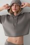 Ayatre Women's Organic Cotton Fleece Hooded Regular Elastic Waist Gray Top and Bottom Set - 3