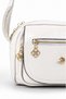 Women's White 4-Compartment Soft Leather Covered Gold Color Clover Zipper Crossbody and Shoulder Bag - 6