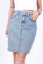 Blue Snow Women's Regular Fit Lycra High Waist Mid-Length Denim Jeans Skirt Ali̇ce-4008