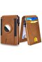 Men's ultra-slim RFID wallet brown pop-up card holder minimalist.