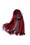 Women's starry blue scarf 200x65cm reversible tassel soft.