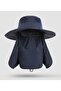 Sun hat dark green detachable neck protector UPF50+ foldable.