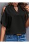 Women's Stand Collar Off-The-Shoulder V-Neck Loose Blouse - 5