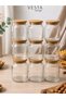 9 Pieces of Airtight Natural Bamboo Glass Jars with Lids - Set of 9 Multi-Purpose Jars - 620 ml - 3
