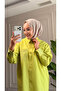 6594 - Stylish Comfortable Sleeve Cuff and Pocket Stone Detailed Woven Soft Fabric Women's Poplin Shirt-Tunic - 6