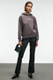 Yanmesa women's oversize print and embroidery detailed long sleeve hooded anthracite sweatshirt - 3