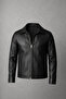 Men's Black Regular Fit Zippered Classic Collar Stylish Casual Leather Jacket - 3