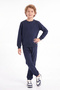 Boy's Plain Crew Neck Double Pocket Tracksuit Set - 3
