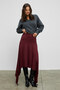 Junkit Women's Soft and Flexible Fabric Asymmetrical Long Gathered Burgundy Skirt - 3