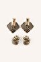 Women's Line Textured Geometric and Round 2-Piece Earring Set I4280Axns