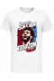 Burgundy Blue Trabzon M.Salah Printed Cotton T-Shirt