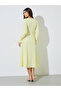 Yellow Solid Drawstring Detail A-Line Midi Dress - 5