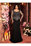 Plus Size Black Beaded Sequin Maxi Dress - 4