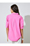 Pink Solid Roll-Up Sleeves Pocket Details Shirt - 6