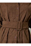 Brown Longline Corduroy Shirt with Belt - 3