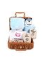 7 PCS Baby Gift Set, Newborn Baby Shower Gift for Boys Girls, Baby Gift Basket with Essential Stuff, Includes Blanket, Wooden Rattle Toy, Baby Bib and Socks, Greeting Card, Newborn Baby Gift Set