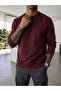 Men's Relax Fit Comfortable Cut 100% Cotton Soft Textured 3 Thread Fleece Crew Neck Burgundy Sweatshirt - 2
