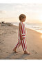 Boy's Jumpsuit 100% Cotton Red and White Striped Sleeveless Summer Wear - 3