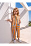 100% Cotton Orange Gray Striped Sleeveless Jumpsuit - 4