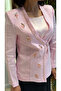 Women's Linen Jacket Pink Blazer Jacket |   Sequined Detailed Long Sleeve Stylish Jacket Double-Breasted Jacket - 3