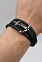 Anchor Figured Stainless Steel and Leather Bracelet 902865 - 4