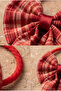 Girl's Plaid Bowknot 2-Piece Rubber Buckle Red/White - 3