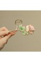 Pink Rose Figured Enamel Coated Metal Clasp Stylish Hair Accessory - 4