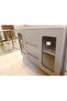 Modern Buffet and Storage Cabinet with Ribbed Glass Doors - 2