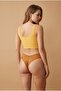 Women's Lace Front and Back Brazilian Panties Lycra Yellow Single - 4