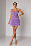 Women's Layered Tulle Ruffled Rope Strap Low Waist Mini Evening Dress