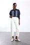Navy Blue Embroidered Detailed Shirt 34975 - 3