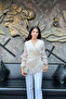 Women's Glittery Fabric Double-Breasted Collar Flounce Side Tie Blouse Sun438 - 2