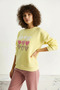 Women's Crew Neck Heart Embroidered Three-Thread Lemon Yellow Sweatshirt - 2