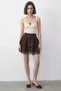 Women's Lace Detailed Flounce Crepe Bitter Brown Skirt