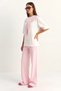 Women's Shawl Detailed Elastic Waist Loose Trousers Bottom Top Modal Pink White Set - 2