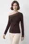 Women's Lace Detailed Madonna Collar Bitter Brown Blouse - 3