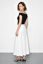 Women's Belted Long Flared White Skirt - 4