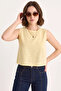 Women's Sleeveless Linen Yellow Blouse - 5