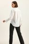 Women's Padded Cross-Collar Detailed Asymmetrical Wide Cuff Poplin White Shirt - 6