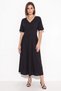 Women's V-Neck Back Tie Detailed Pocketed Short Sleeve Long Black Dress - 5