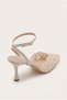 Women's Lace Detailed Pointed Toe Thin Heeled Shoes Beige - 5