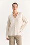 Women's Oval Collar Hair Knit Oversize Knitwear Cream Sweater - 2