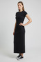 Women's Ribbed Knitted Black Dress - 2