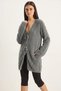 Women's Bearded Soft Textured Knitwear Gray Cardigan with Tie Detail - 5