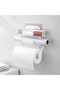 Wall Mounted Kitchen Roll Holder Double Layer No Drilling Adjustable 15-34cm - White - 5