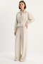 Women's Belted Pleated Cardigan High Waist Loose Pants Bottom Top Modal Stone Set - 8